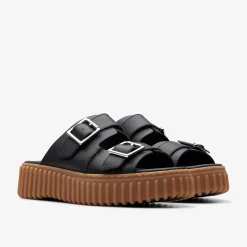 Torhill Slide Black Leather